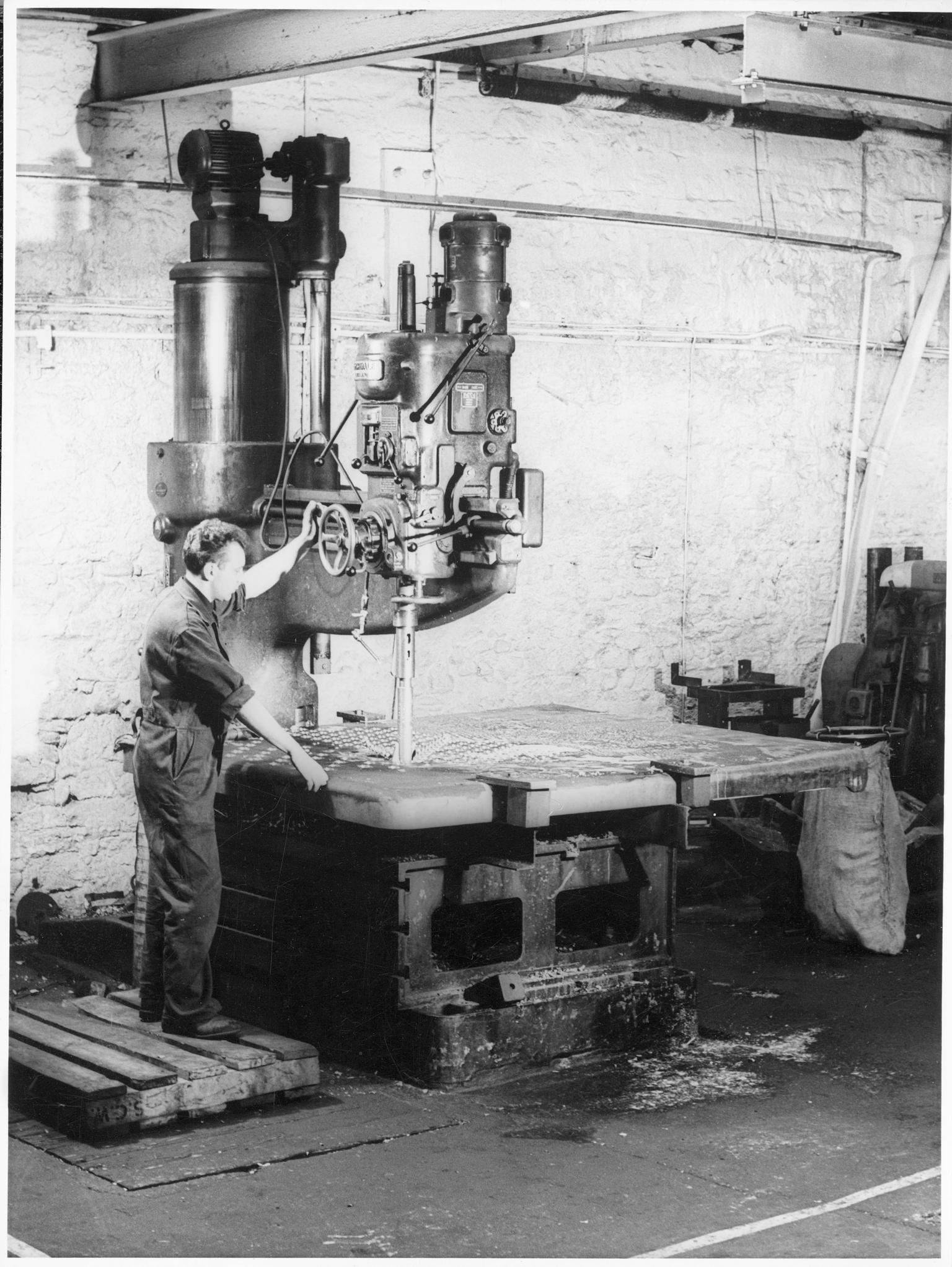 Locomotive tubeplate manufacture, photograph