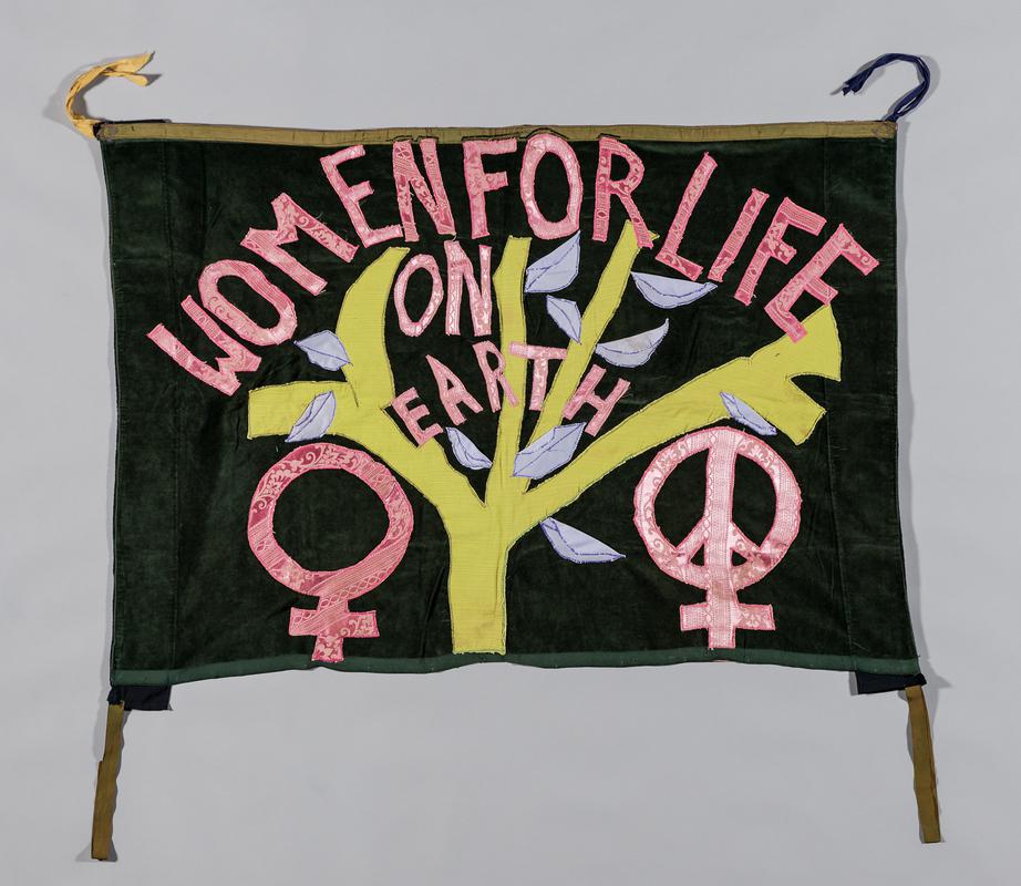 Replica of a banner originally made in Llandrindod Wells for the Greenham Common peace camp
