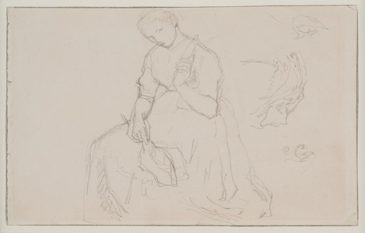 Study of seated woman with distaff