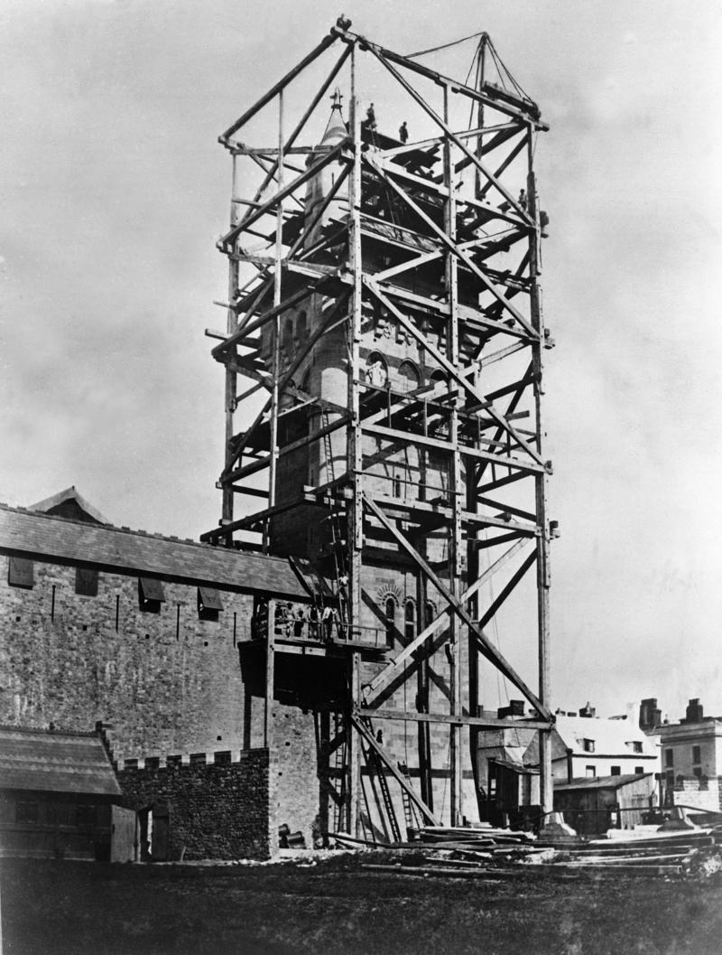 Construction of Cardiff Castle Clock Tower
