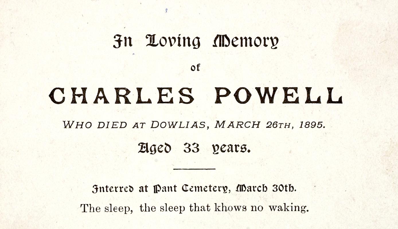 Memorial Card to Charles Powell
