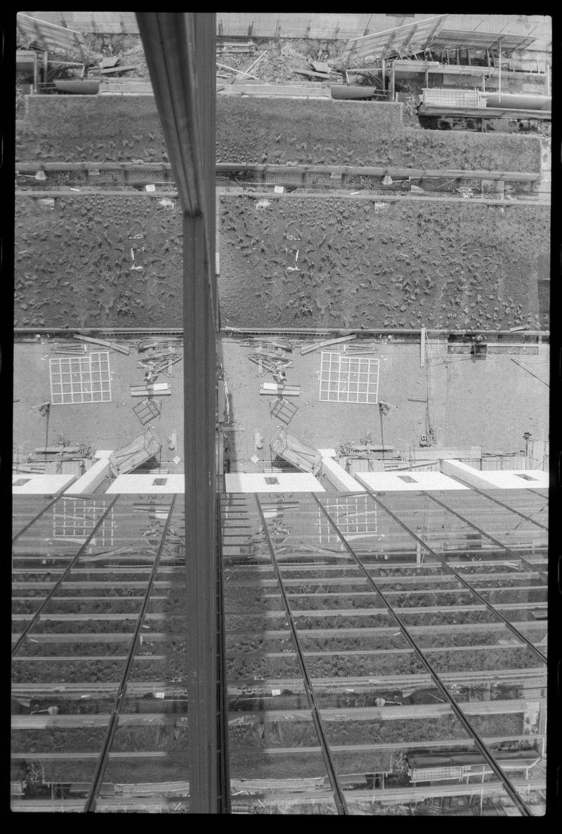 View from a building on Churchill Way, looking down at site.