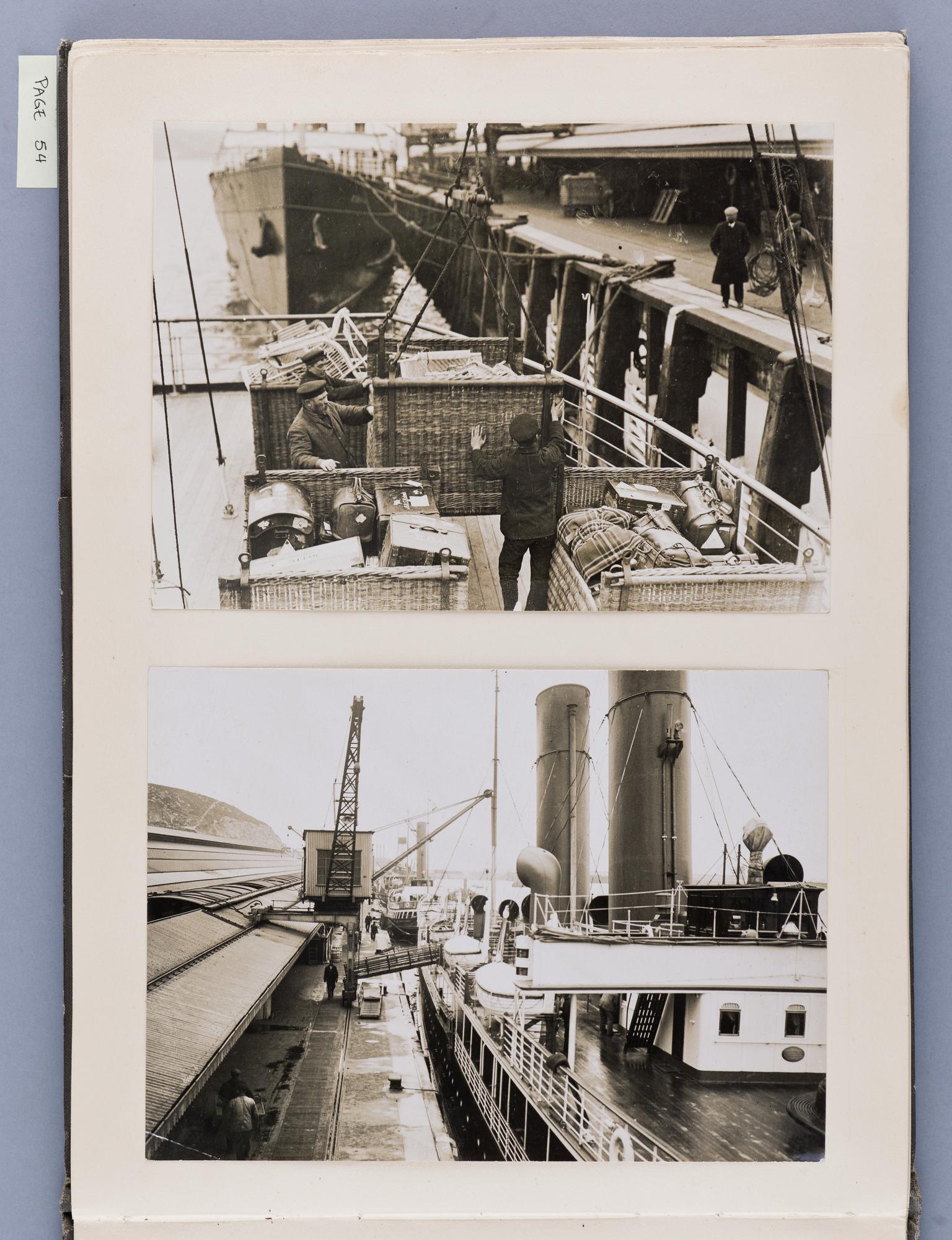 Cunard Line ships at Fishguard 1908-9, photograph album