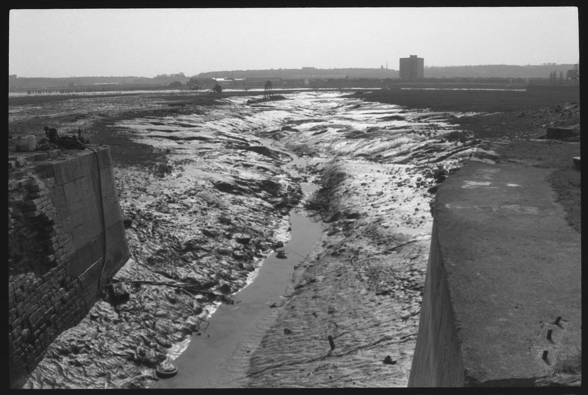 Remains of old canal, where it enters the sea.