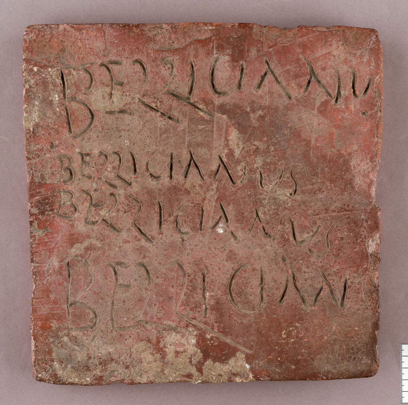 Roman ceramic brick with graffito