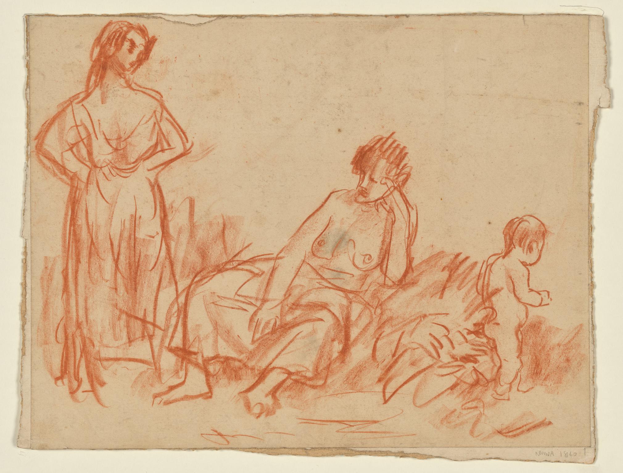 Woman, seated woman and child