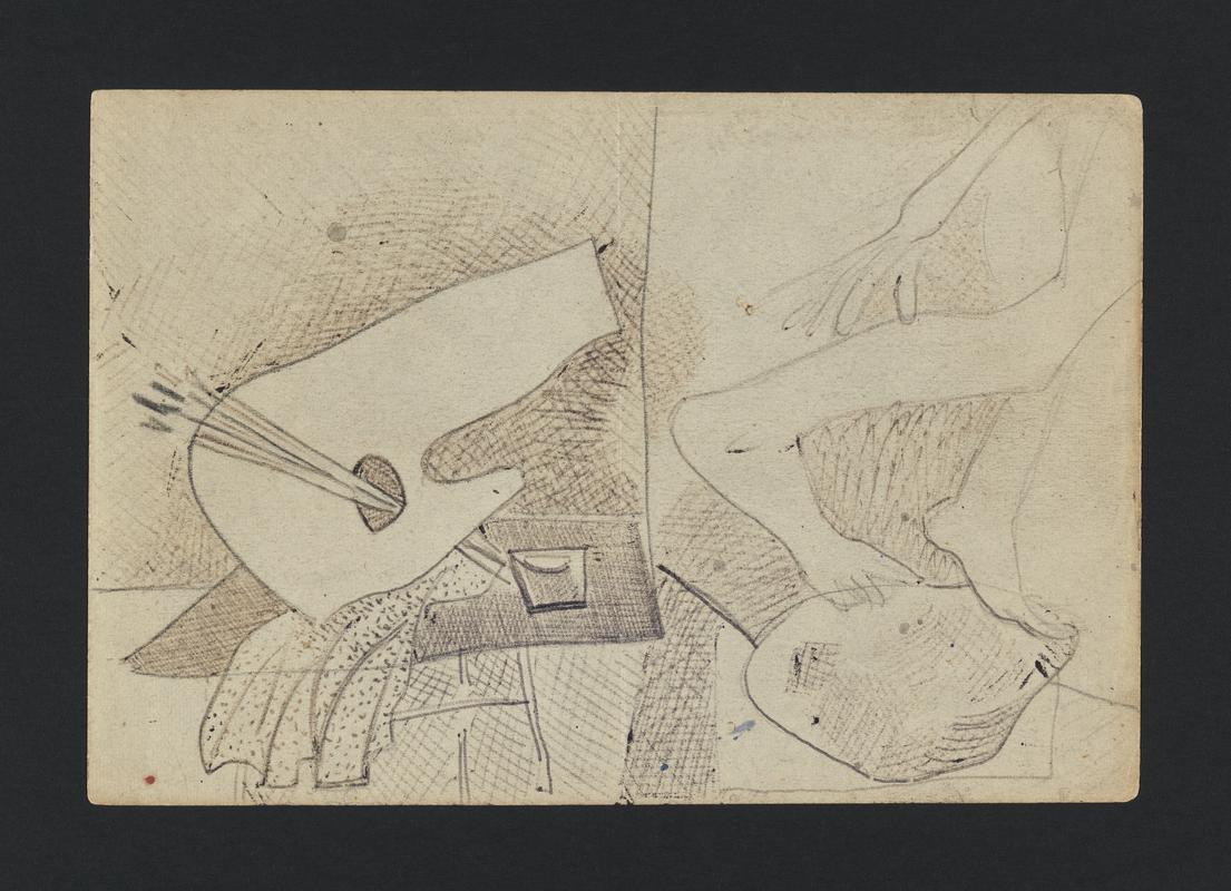 Sculptor in his studio - Accessioned work found inside back cover of Sketchbook NMW A 13716