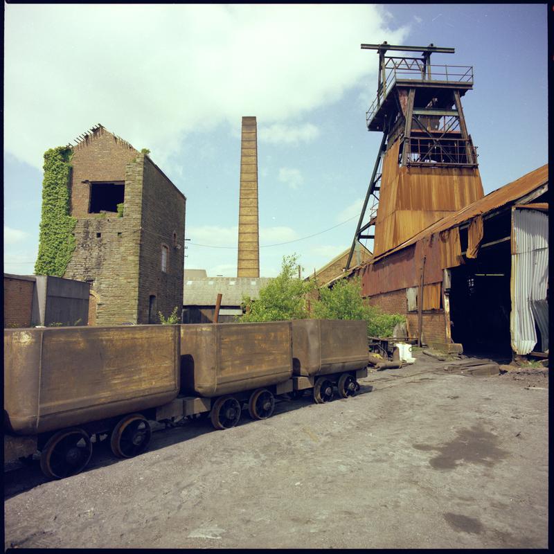 Colour film negative showing a surface view of Morlais Colliery. &#039;Morlais&#039; is transcribed from original negative bag.