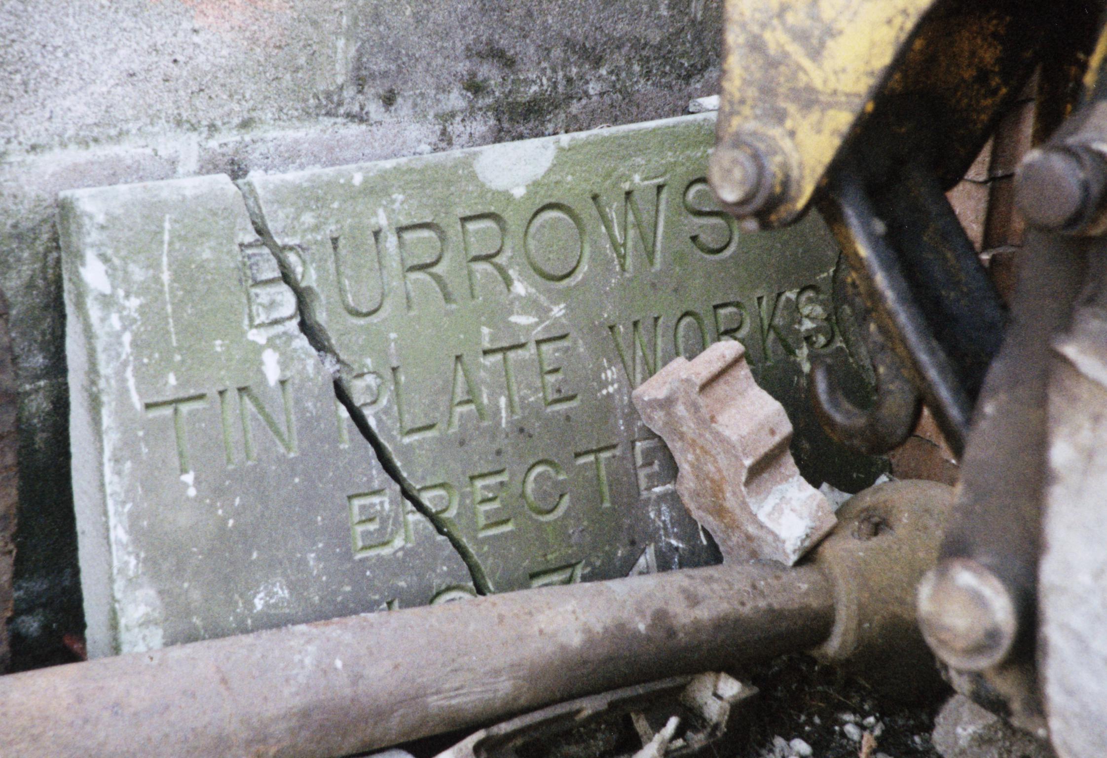 Burrows tinplate works plaque, photograph