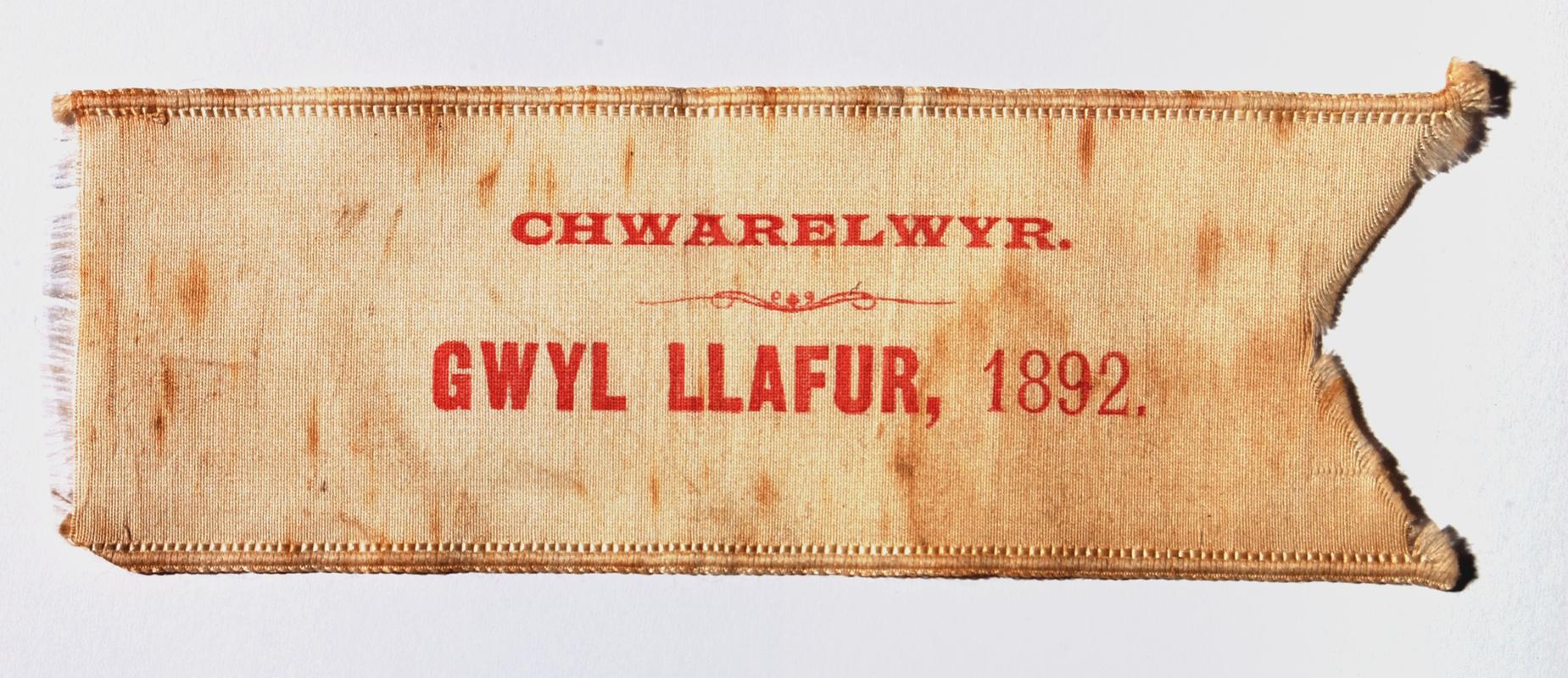 Slate Quarrymans Union membership ribbon