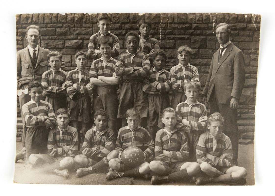 Group of pupils of South Church Street School, Butetown, 1924-25. Mr Bull was headmaster at this time.