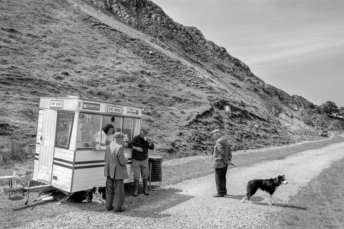 GB. WALES. Nant Peris. Local sheep dog trials with modern refreshment stall. 1996.