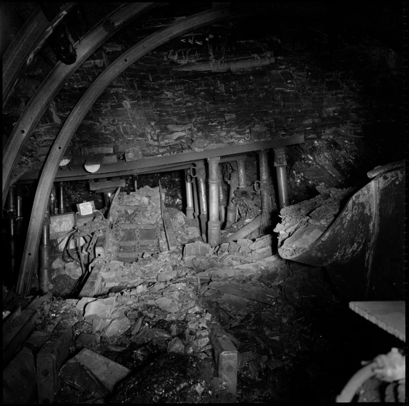 Black and white film negative showing the tail gate of V 44s face, Deep Duffryn Colliery 1978.  &#039;Deep Duffryn 1978&#039; is transcribed from original negative bag.