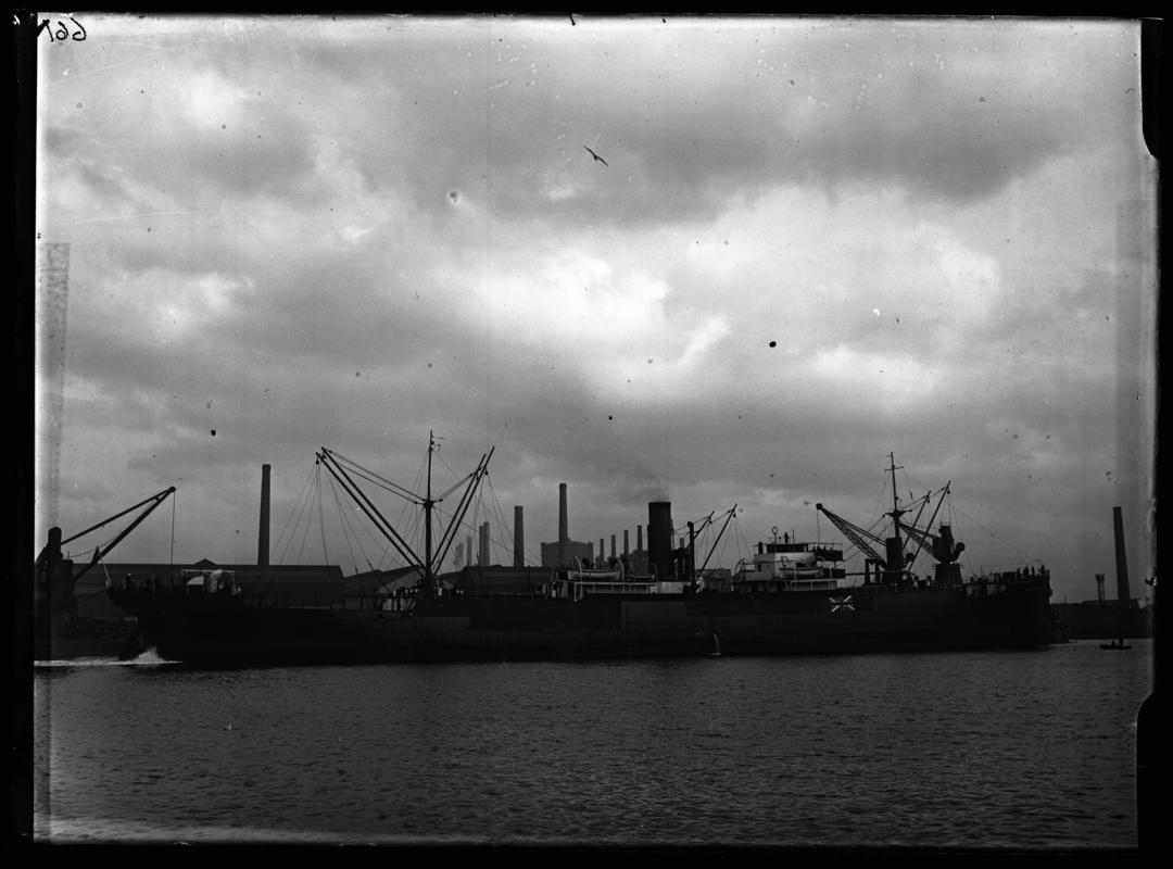 Starboard broadside view of the S.S. REYNOLDS, Cardiff Docks  1936-1937