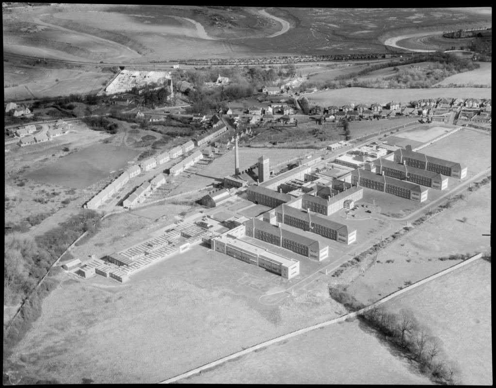 Aerial view of Llandough Hospital, Penarth.