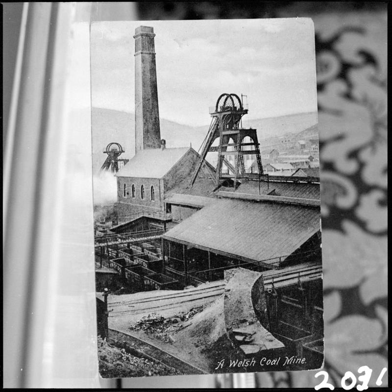 Black and white film negative of a photograph showing a surface view of Cymmer Colliery, Porth.  &#039;Cymmer&#039; is transcribed from original negative bag.