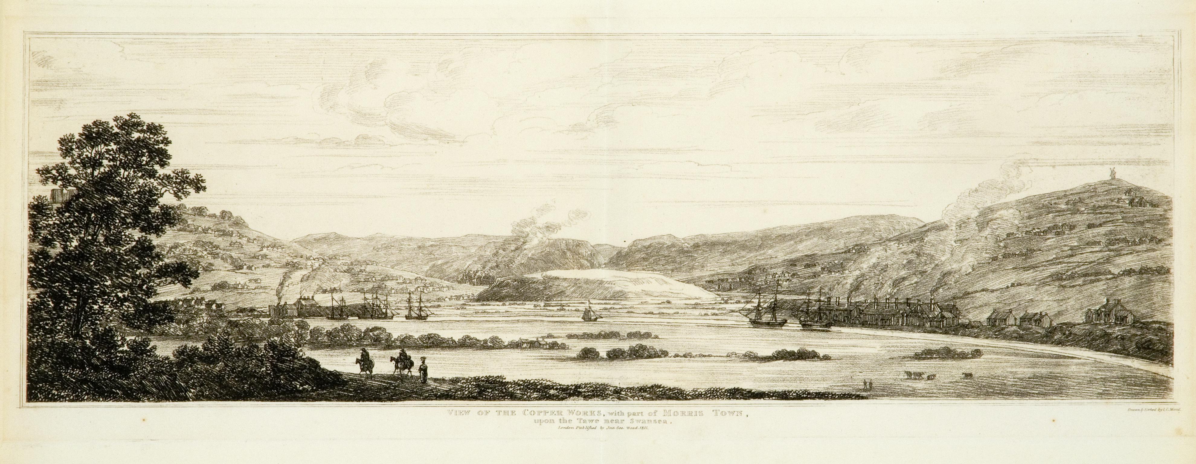 View of the Copper Works, with part of Morris Town, upon the Tawe near Swansea (print)