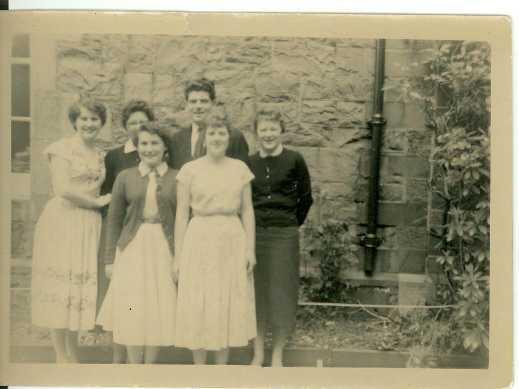 Dinorwig Slate Quarry office staff outside the main office