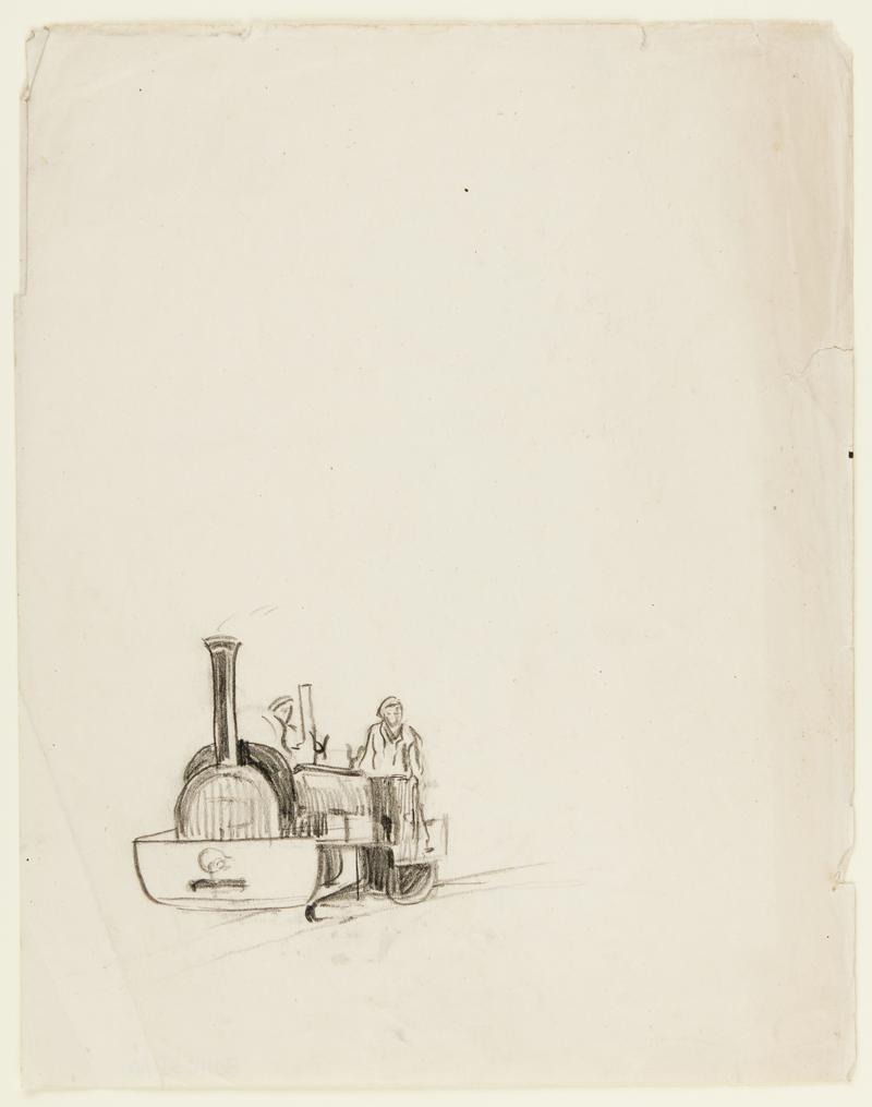 Man Driving Steam Engine (drawing)