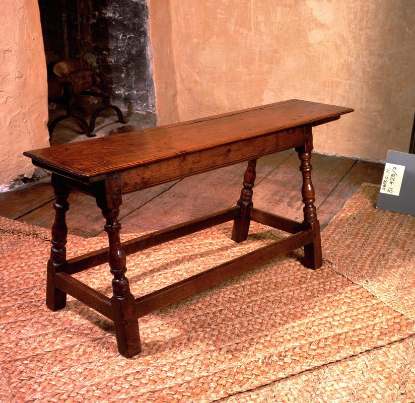 17th century oak bench with splayed legs