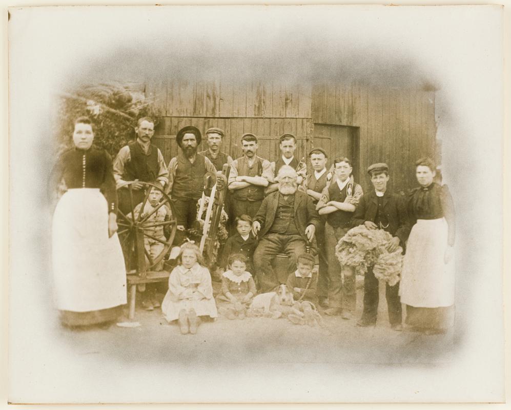 William Price Cainsford Goodwin with some of his family and workers from Ffatri Conwil, Cynwyl Elfed, Carmarthenshire.