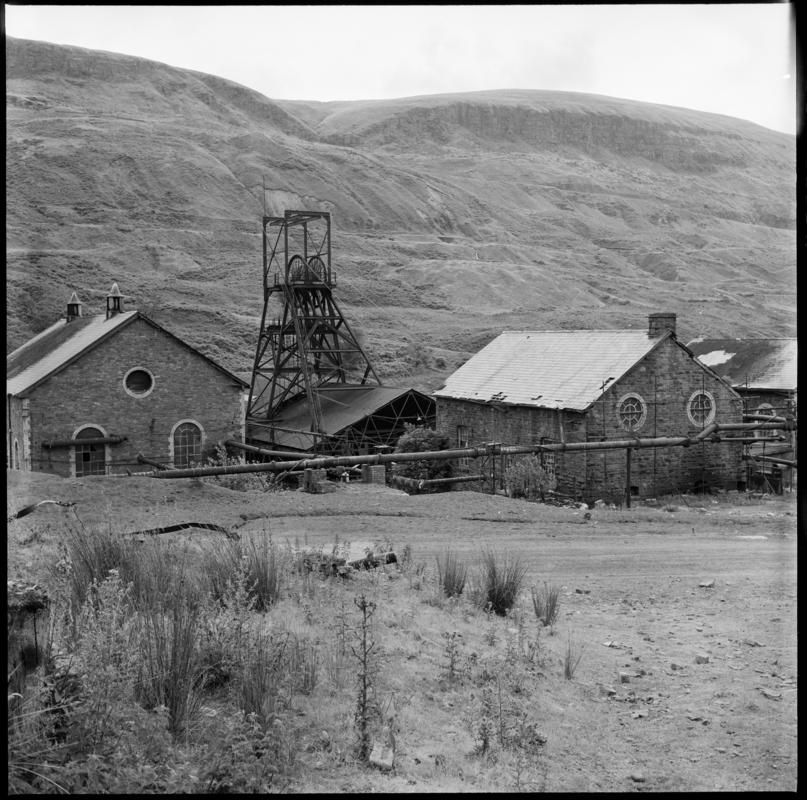 Black and white film negative showing a surface view of Fernhill Colliery.  &#039;Fernhill 1976&#039; is transcribed from original negative bag.