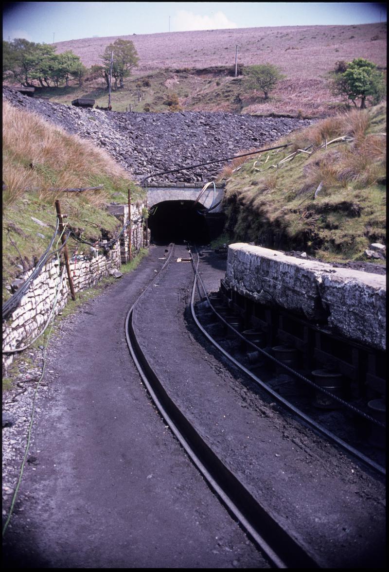 Colour film slide showing the entrance to the drift mine, Graig Merthyr Colliery, 1977.