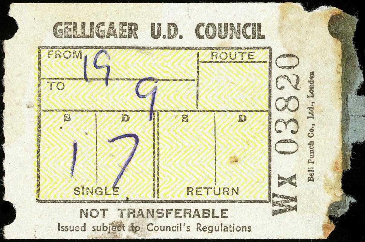 Gelligaer U.D.C. bus ticket