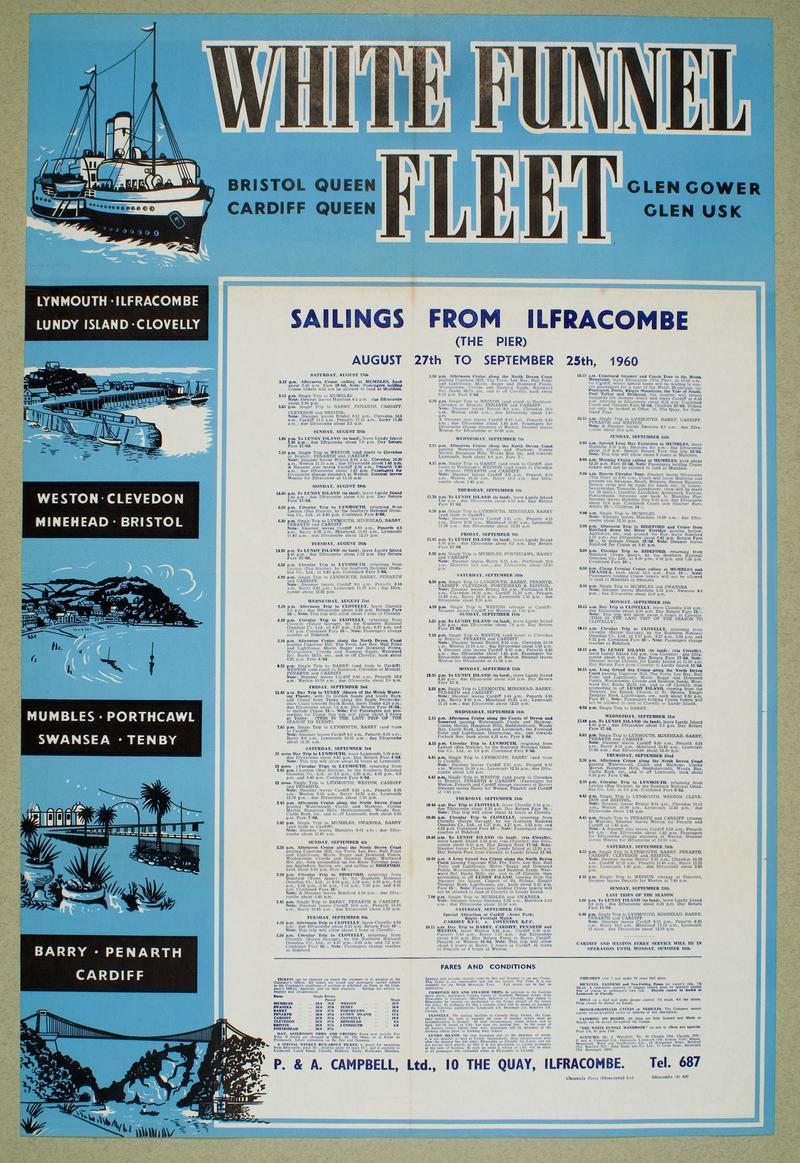 P &amp; A Campbell White Funnel Fleet Advertising Poster