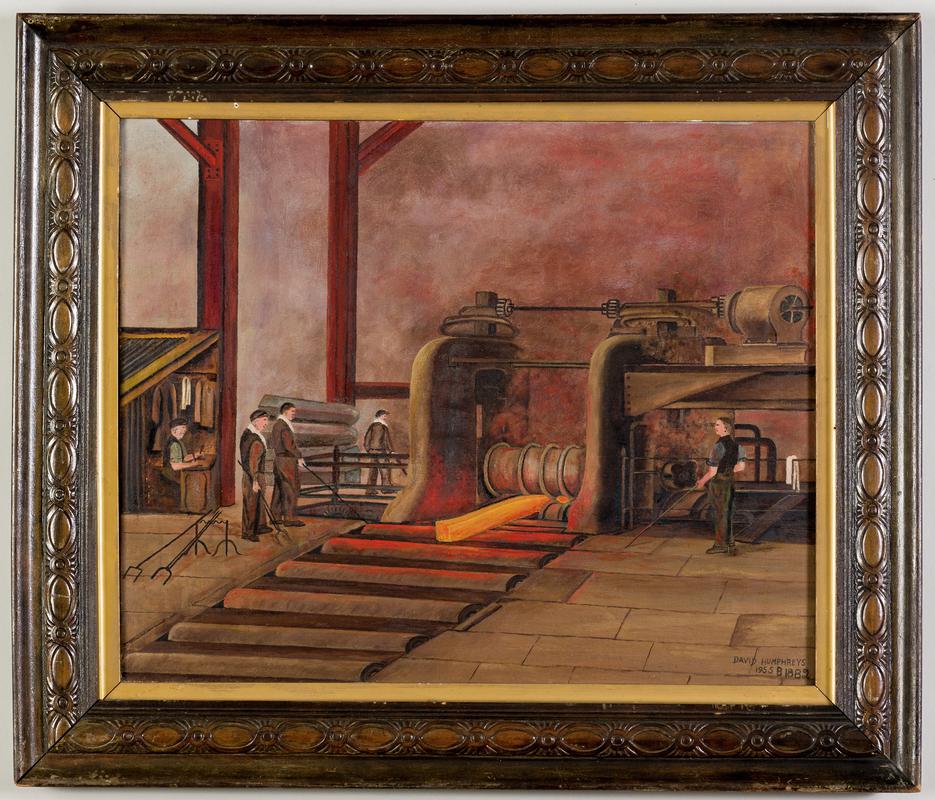 &quot;Bar Mill&quot; depicts the roughing stand of the steelworks bar mill at Pontardawe Steel, Tinplate &amp; Sheet Works.
