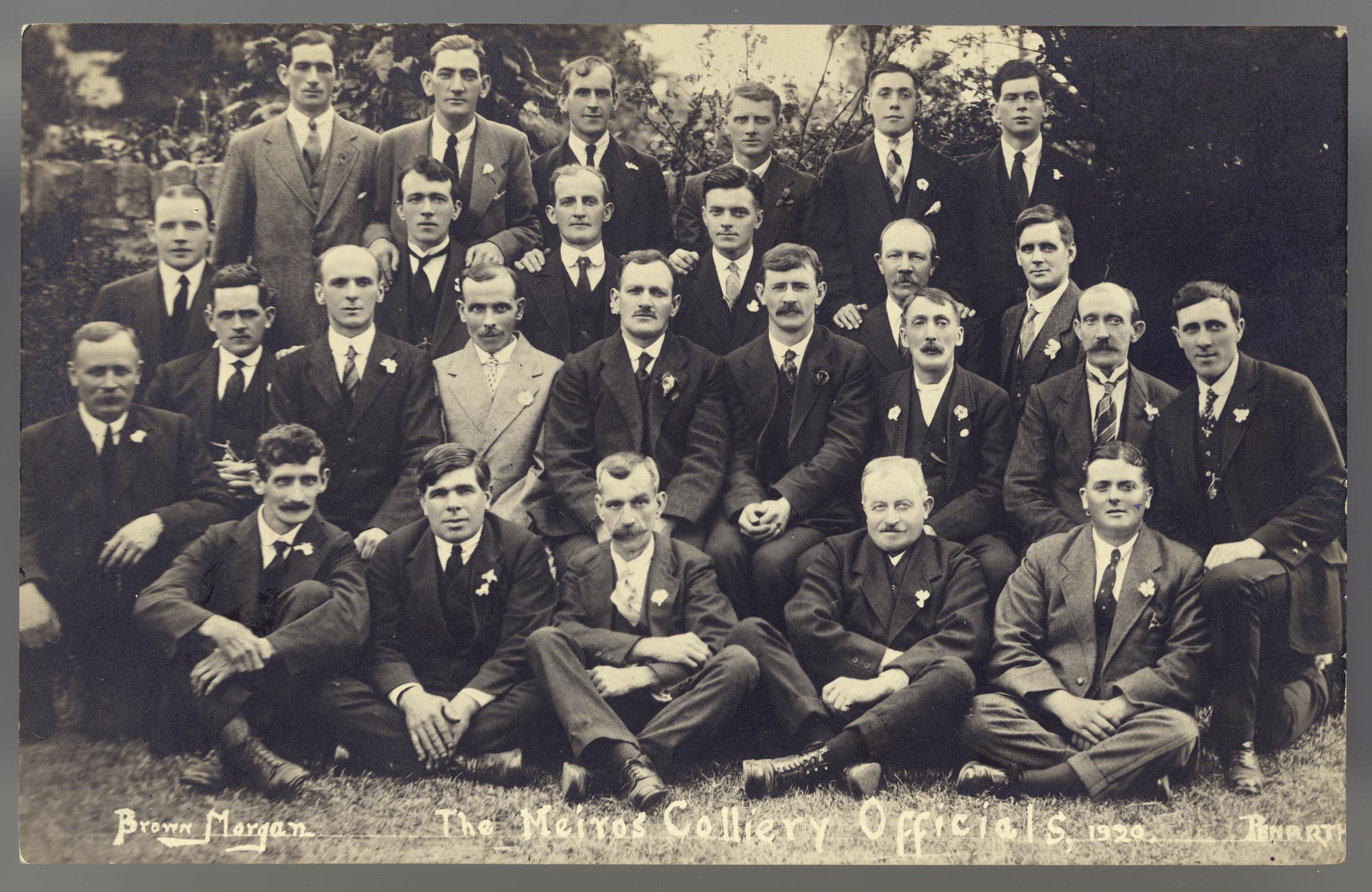 The Meiros Colliery Officials 1920 (postcard)