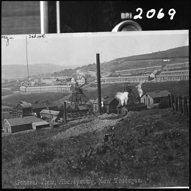 Black and white film negative of a photograph showing a general view of McLaren Colliery, Abertysswg.  &#039;McLaren&#039; is transcribed from original negative bag.