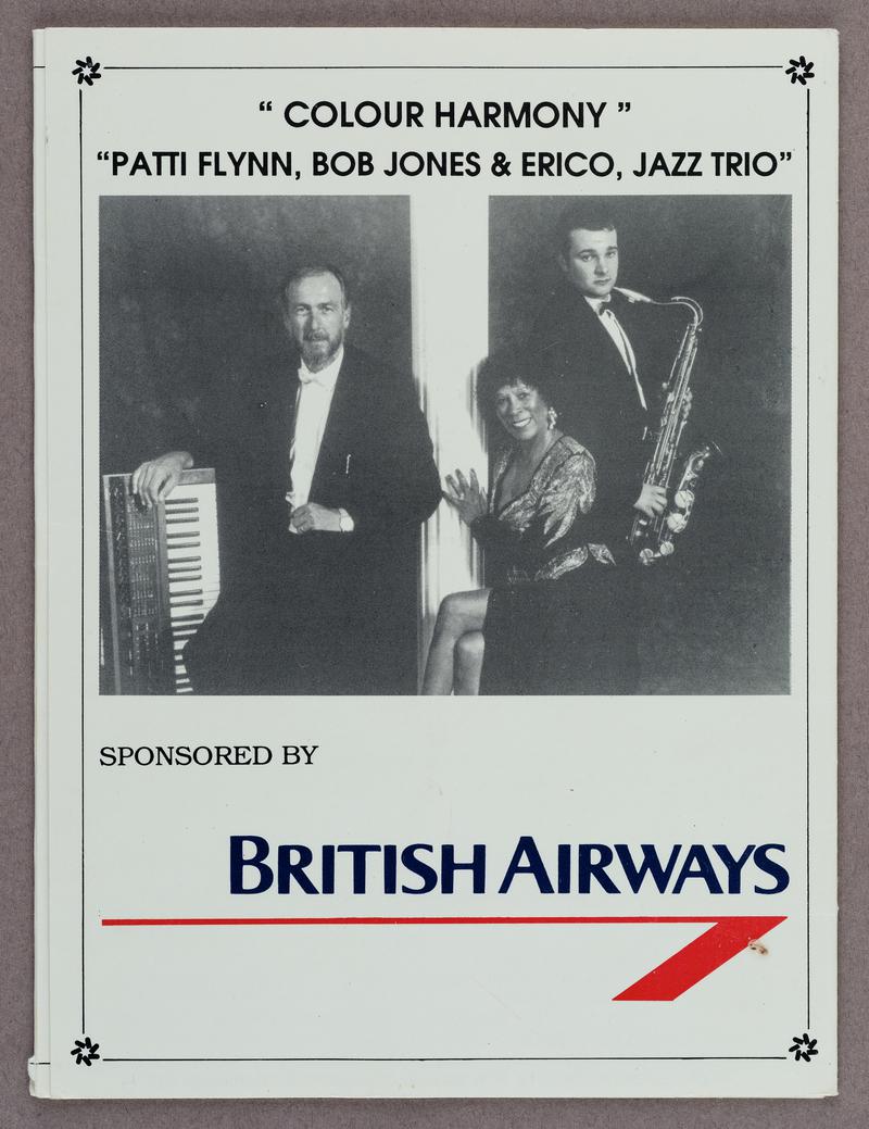 British Airways menu card.