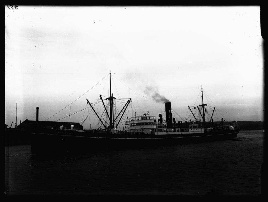 Port broadside view of S.S. TREMINNARD at Cardiff Docks, c.1937.