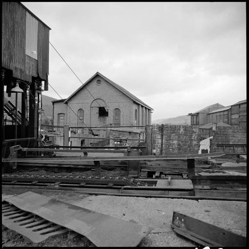 Black and white film negative showing the engine house, Deep Duffryn Colliery, 22 April 1980.  &#039;Deep Duffryn 22/4/80&#039; is transcribed from original negative bag.