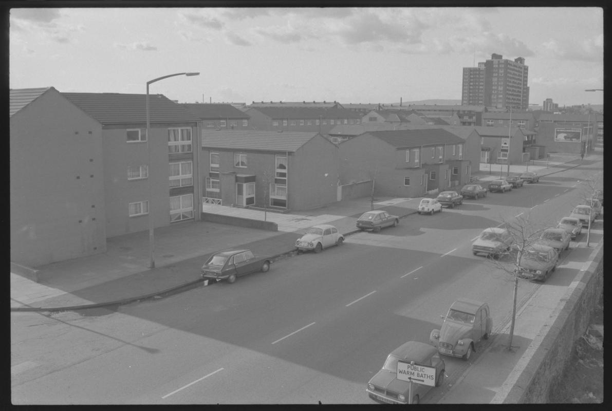 View from Bute Road Station platform, of traffic travelling along Bute Street.