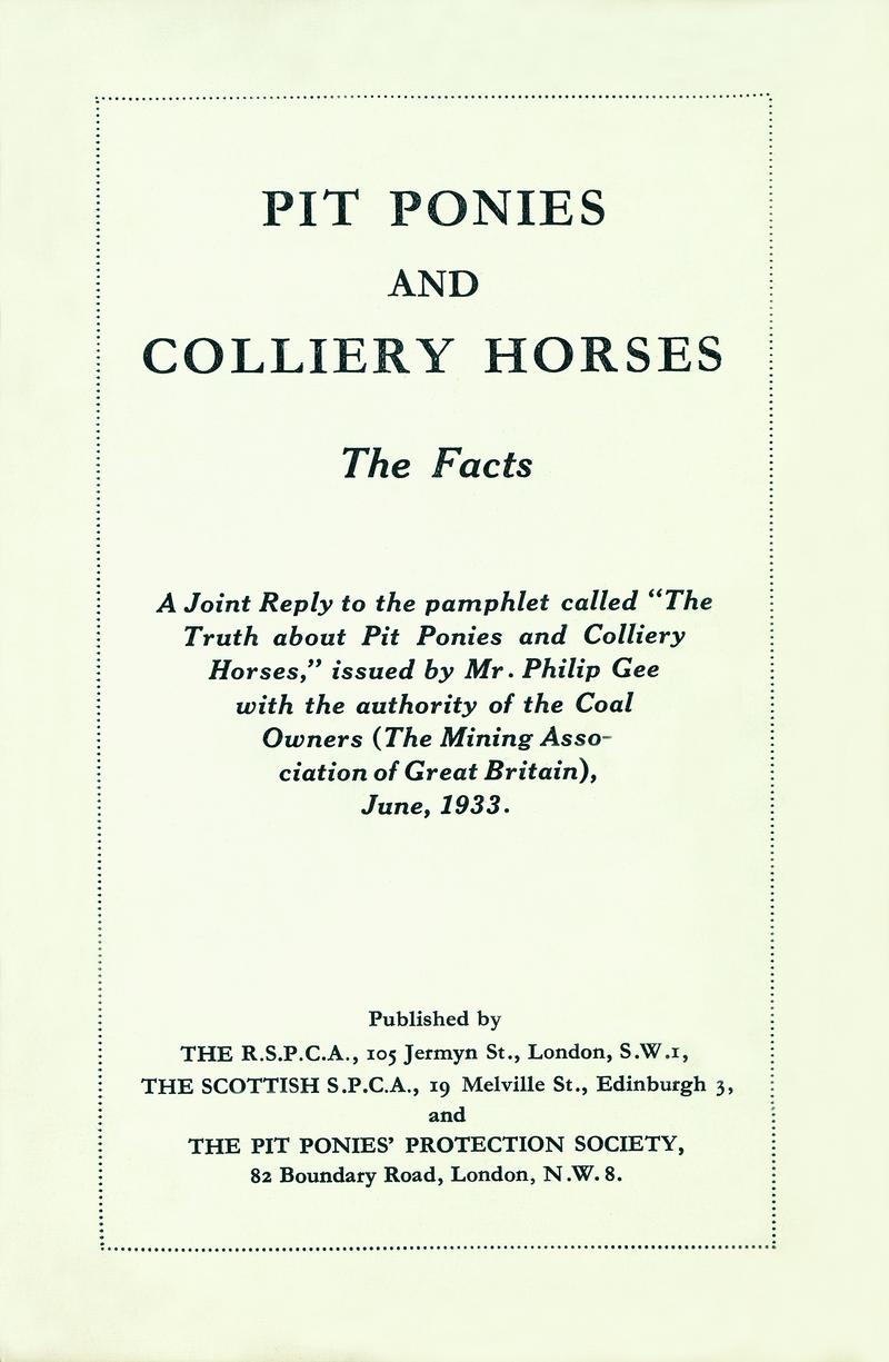 Front Cover of &quot;Pit Ponies &amp; Colliery Horses&quot;
