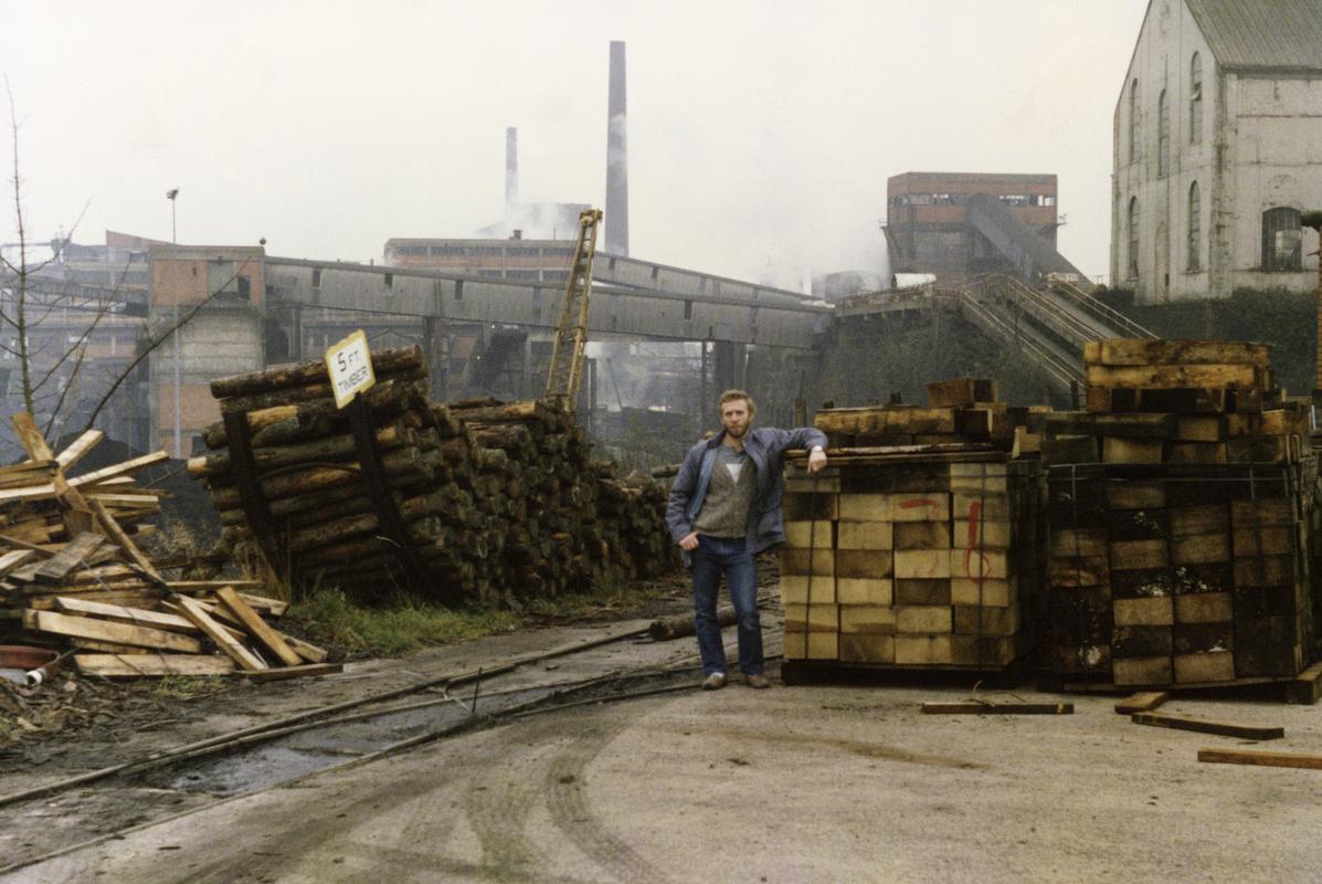 George Winorgorski in timber yard, Cwm Colliery