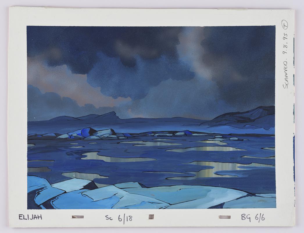 Background animation production artwork from episode Elijah in series &#039;Testament: The Bible in Animation&#039;.