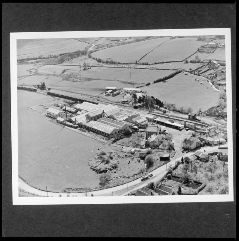 Aerial view of Whitecroft Pin Manufacturing Co. Ltd. No. 1 factory, Whitecroft, Lydney, 22 April 1952