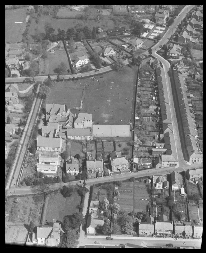 Aerial view of school in Abergavenny.