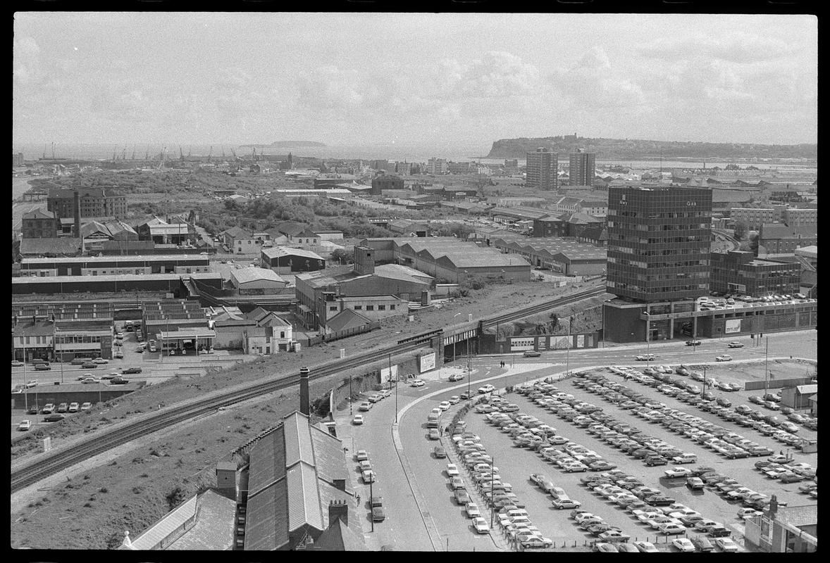 View from top of building on Churchill Way, Cardiff.