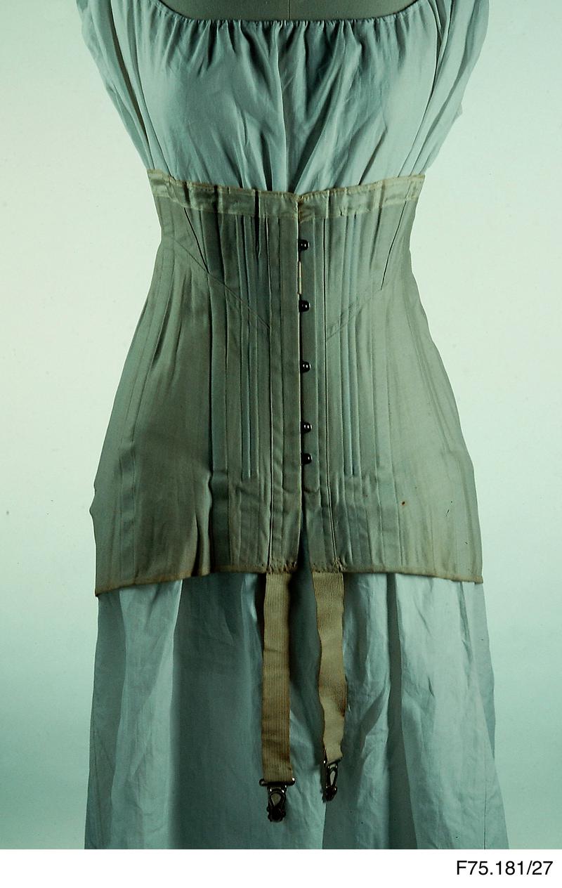Pale blue corset with spiral steel boning
