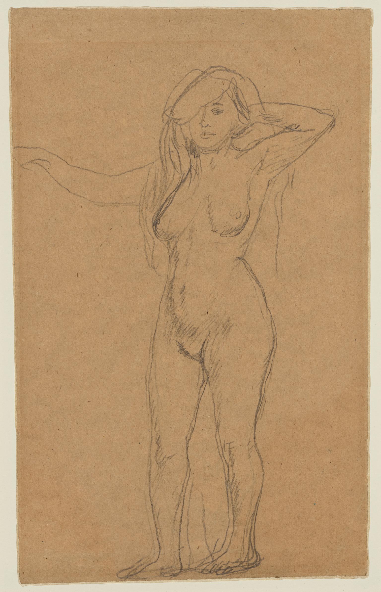 Standing Female Nude, with hair loose