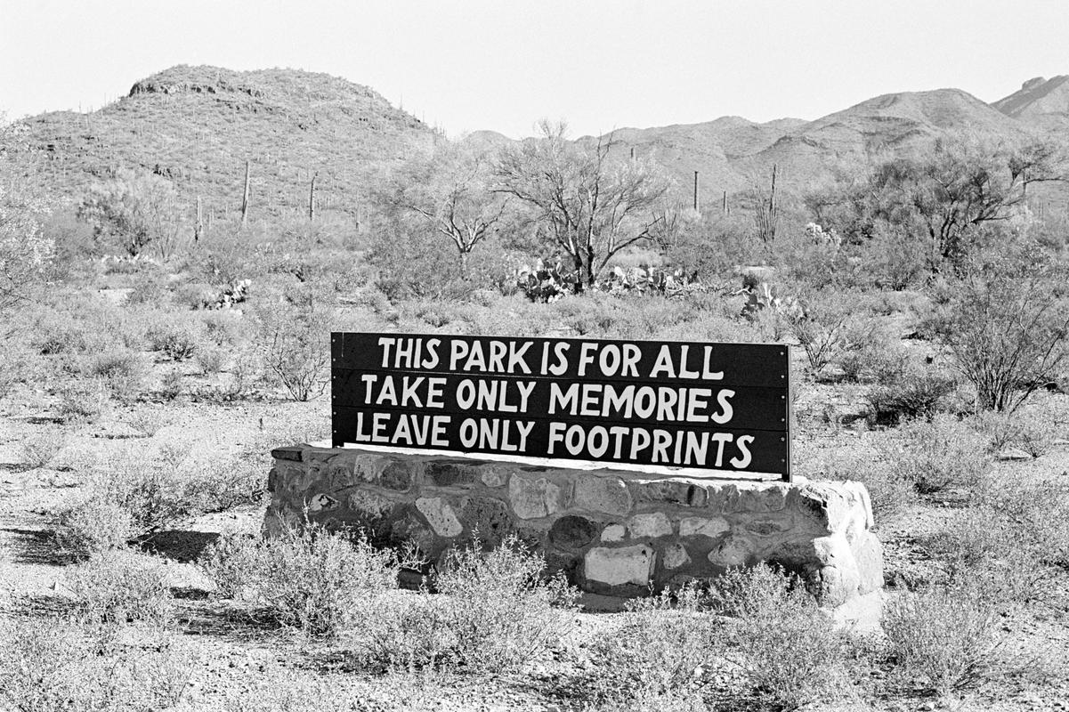USA. ARIZONA. Desert sign in the desert near Thombstone. 1980.