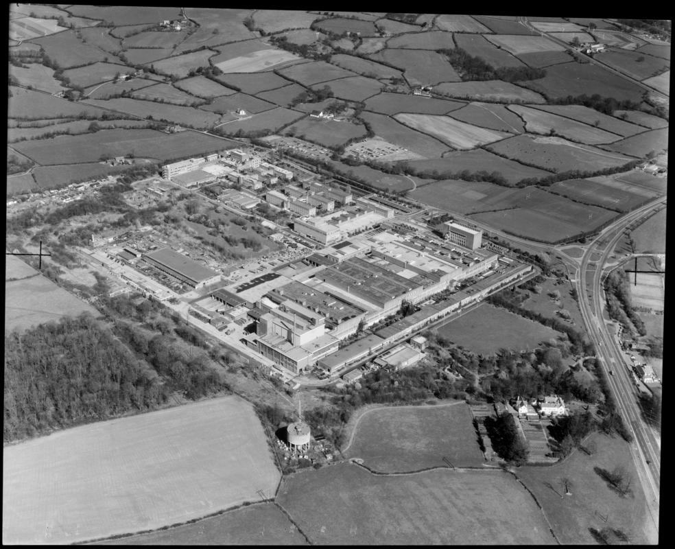 Aerial view of British Nylon Spinners factory, Pontypool.