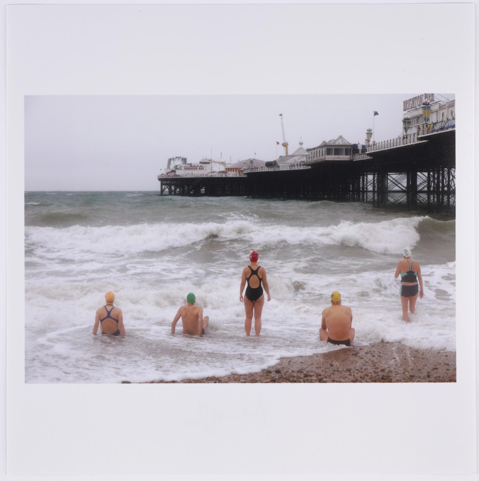 Members of the Sea Swimming Club who meet daily to swim in the sea, Brighton