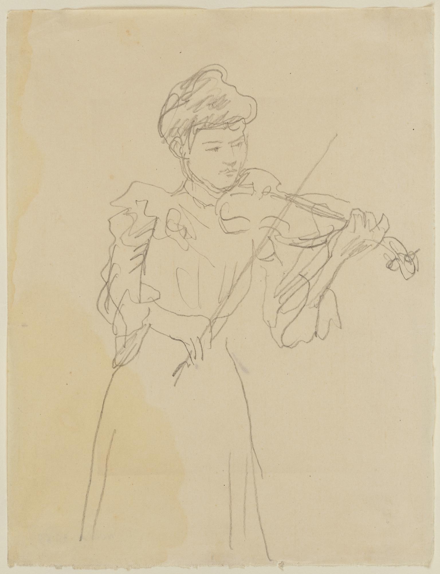 Woman standing playing violin