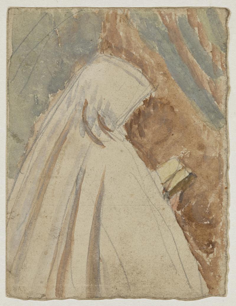 Nun holding a book, seen from behind