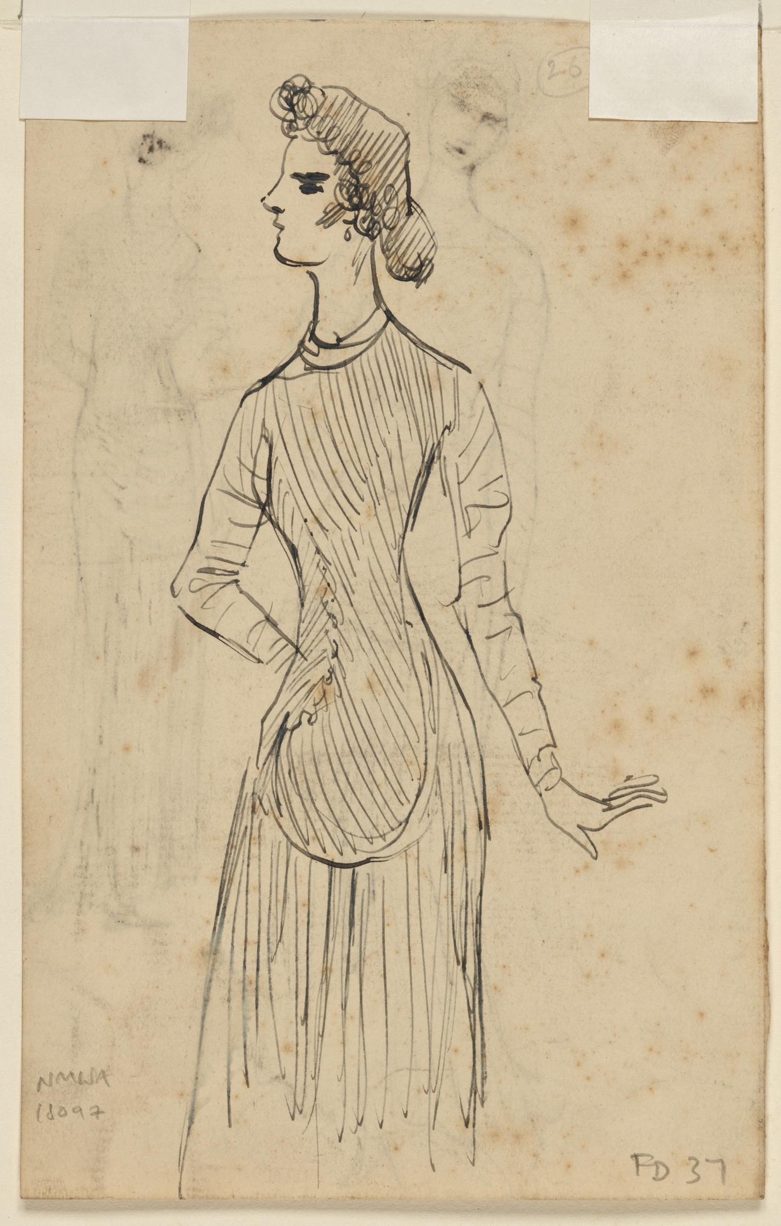 Two Sketches of a Woman in a long Dress